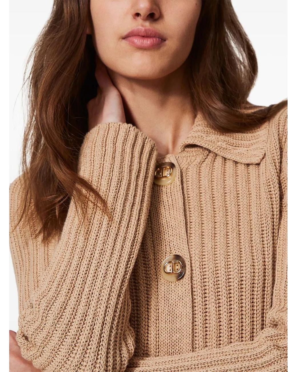 Twinset Natural Oval T Buttons Cardigan
