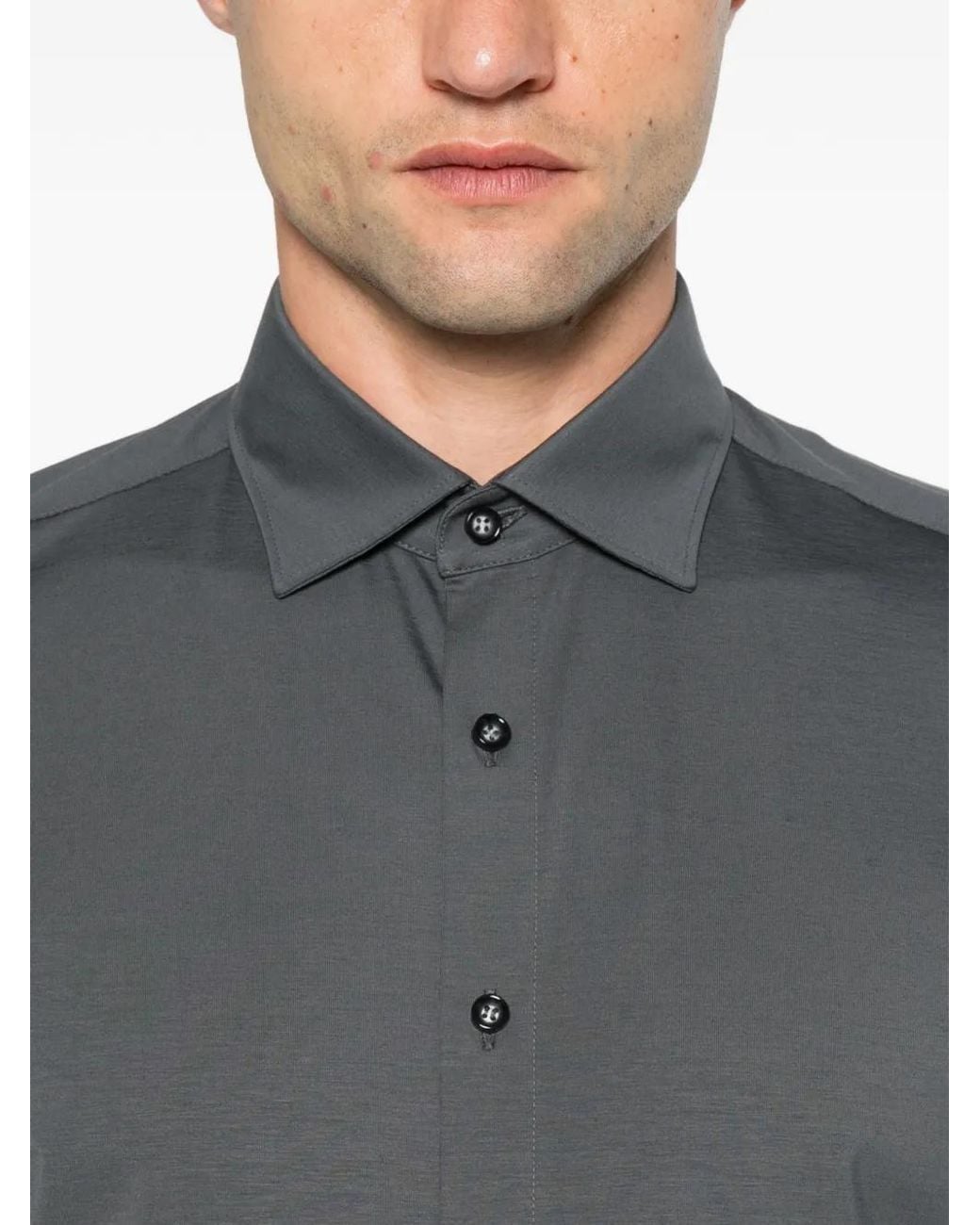 Olymp Gray Long-Sleeve Button-Down Shirt for men