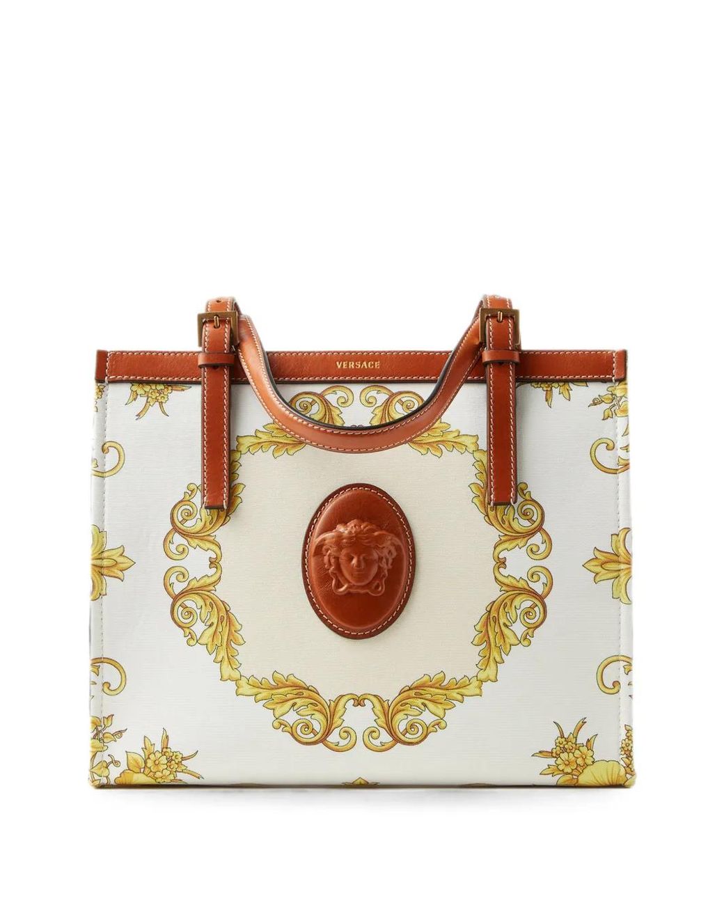 Versace Brown Rivière Pinted Canvas Tote