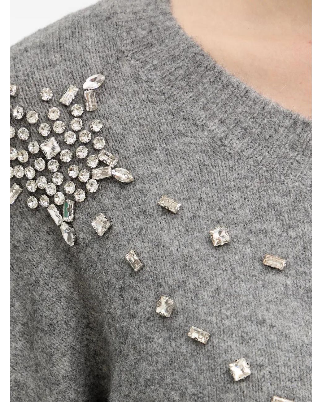 Fracomina Gray Stone-Embellishment Button-Fastening Cardigan