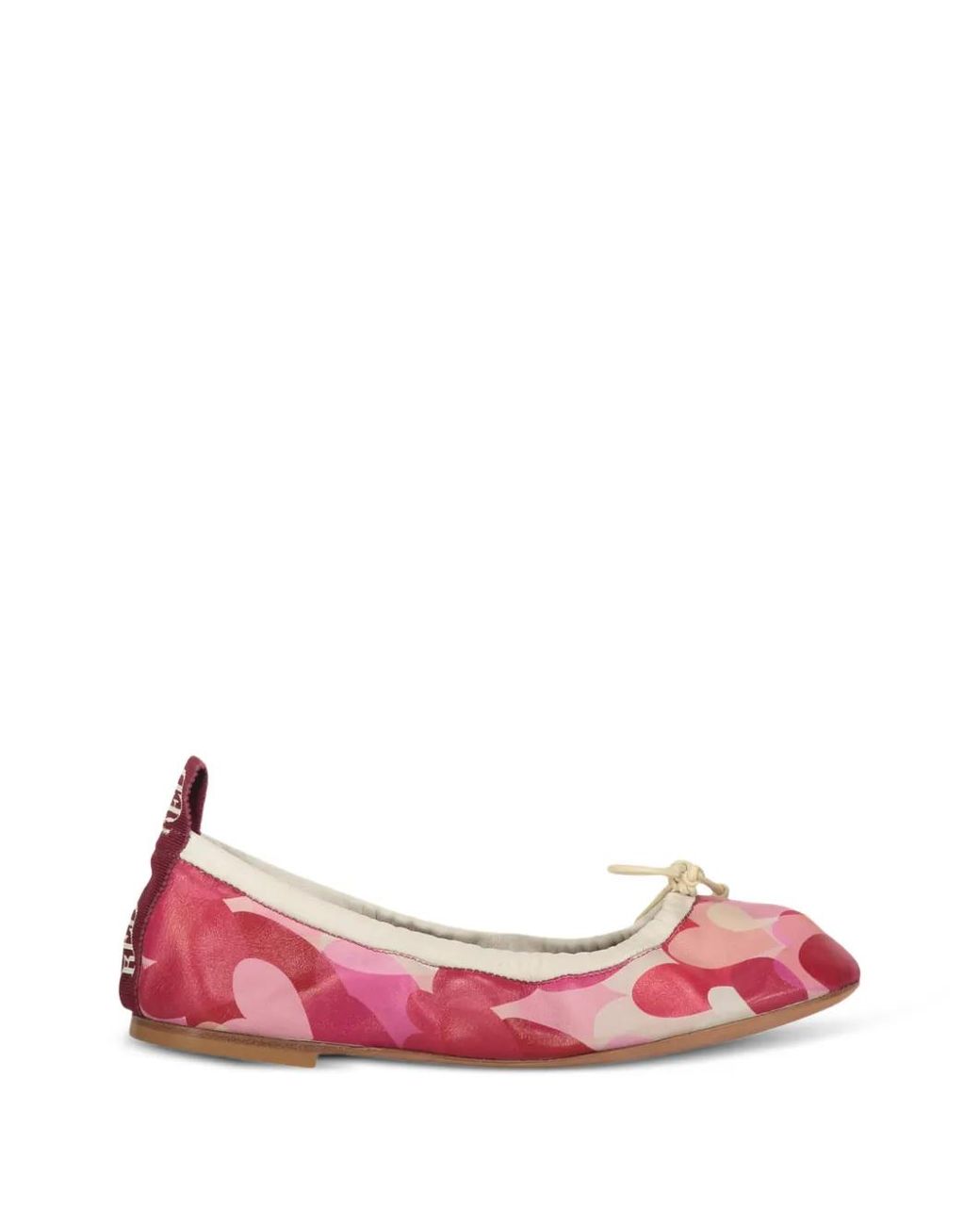 Red(v) Pink Heart-Print Bow-Detail Ballet Flats