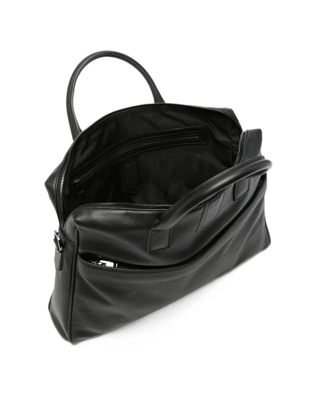 Canali Black Porte-Documents En Cuir for men