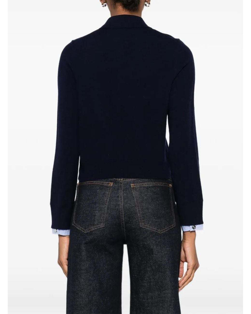 Maje Blue Polo Cardigan With Removable Trims