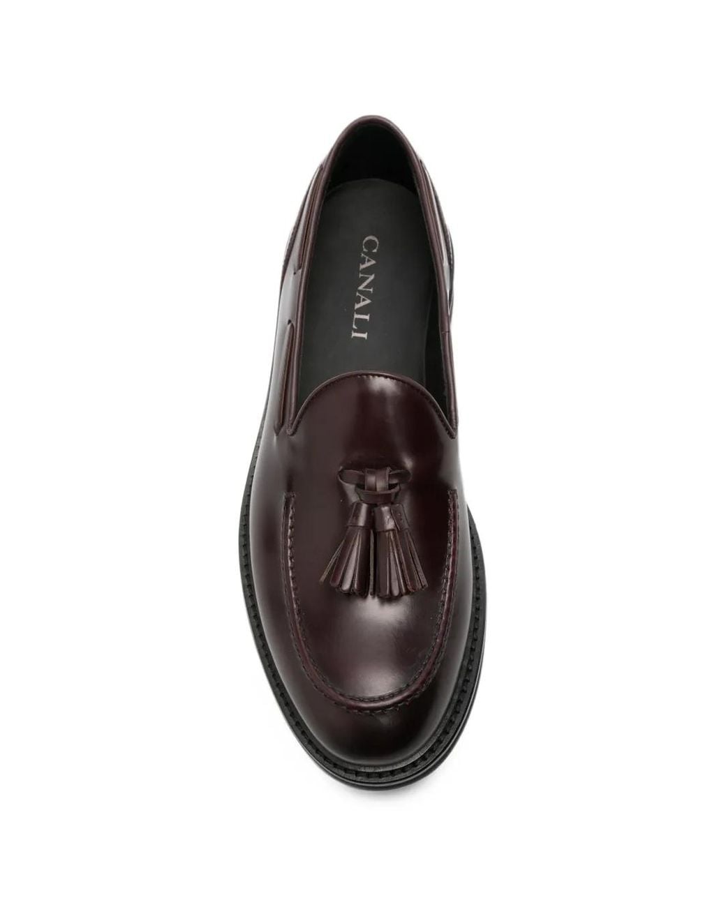 Canali Black Tassel Leather Loafers for men