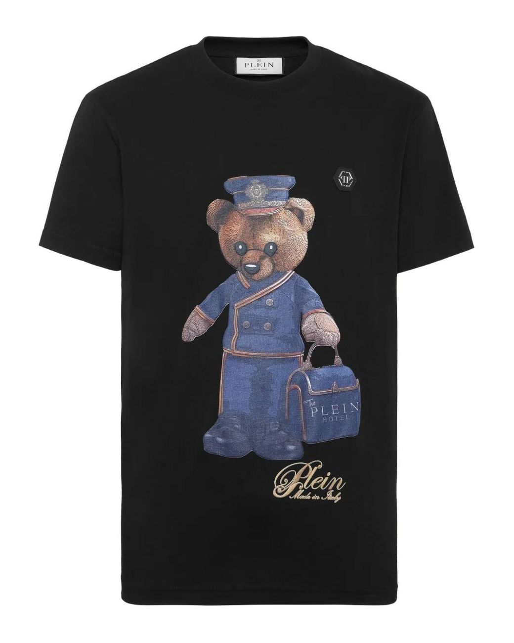 Philipp Plein Black Round Neck T-Shirt Teddy Doorman for men