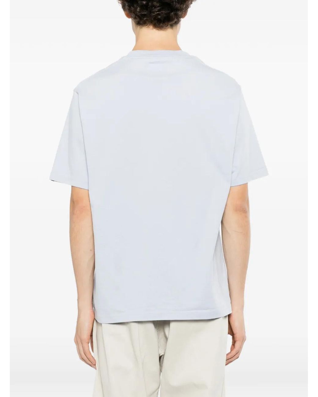 SPORT b. by agnès b. White Coin Logo Outline Embroidered T-Shirt for men