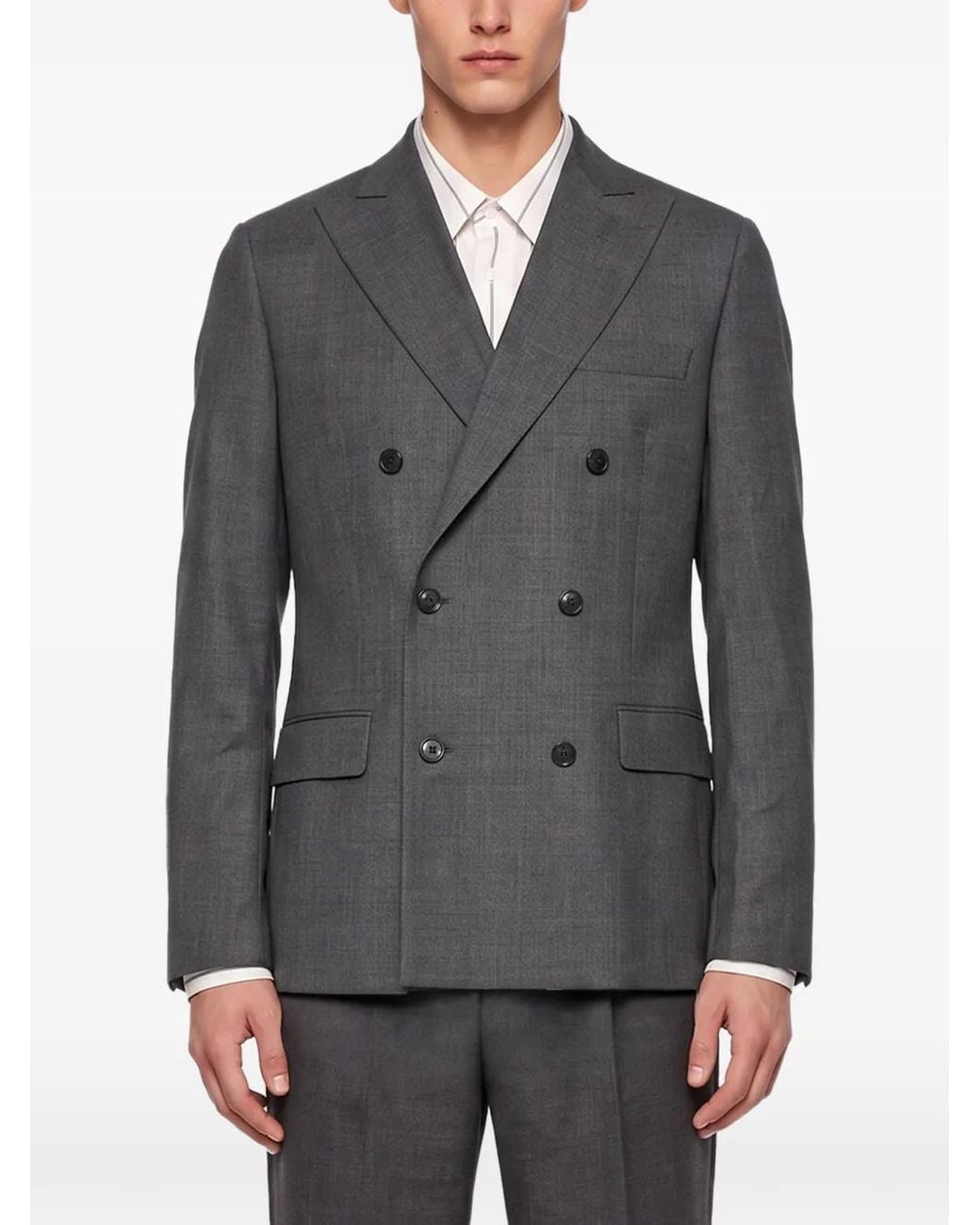 Another Aspect Black Double-Breasted Peak-Lapel Jacket for men