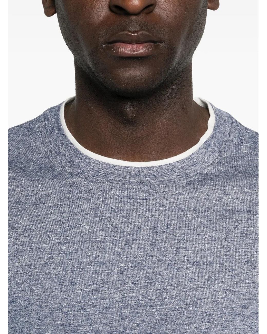 Brunello Cucinelli Blue T-Shirt À Bordures Contrastantes for men