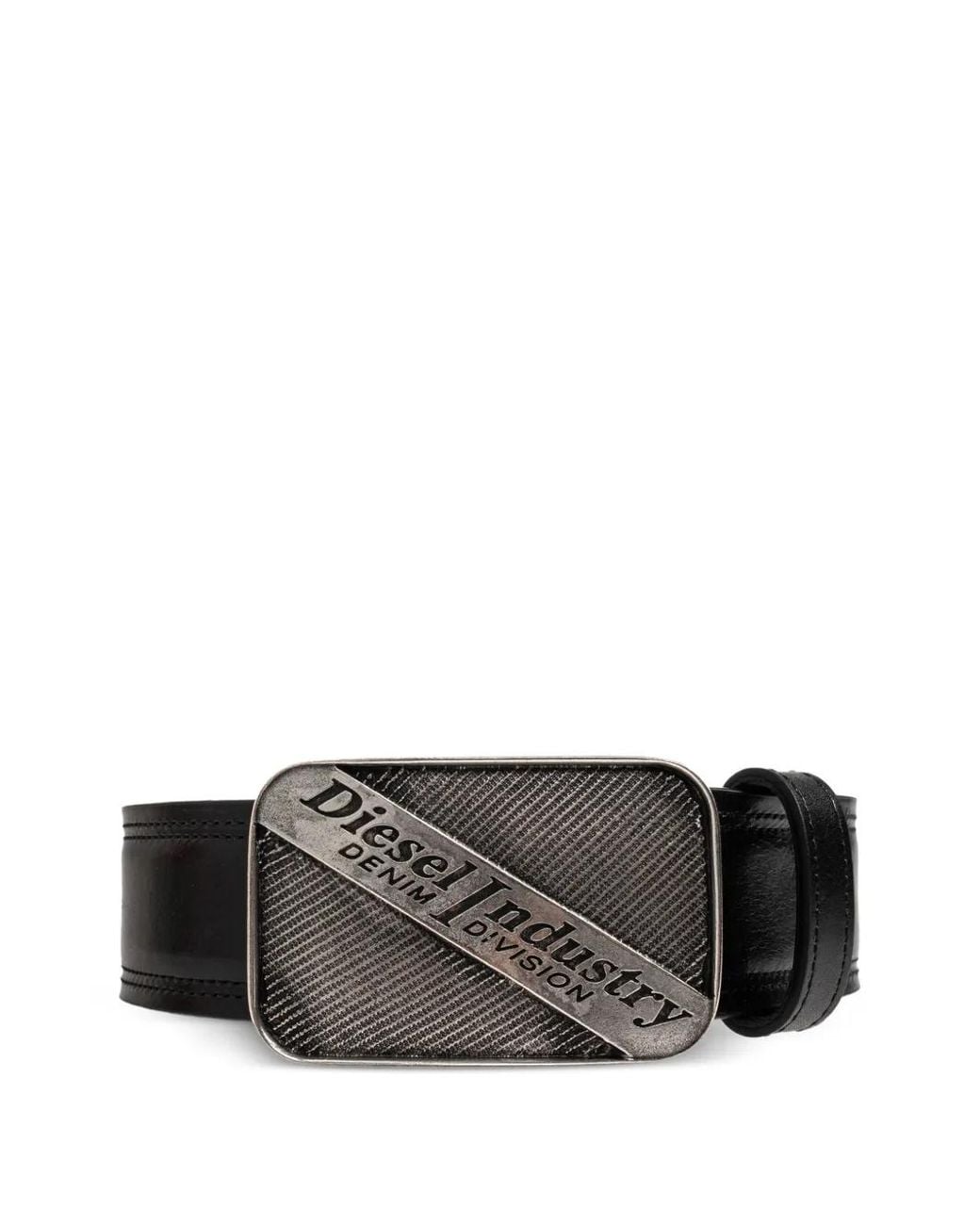 DIESEL Gray Logo B-Industry Leather Belt