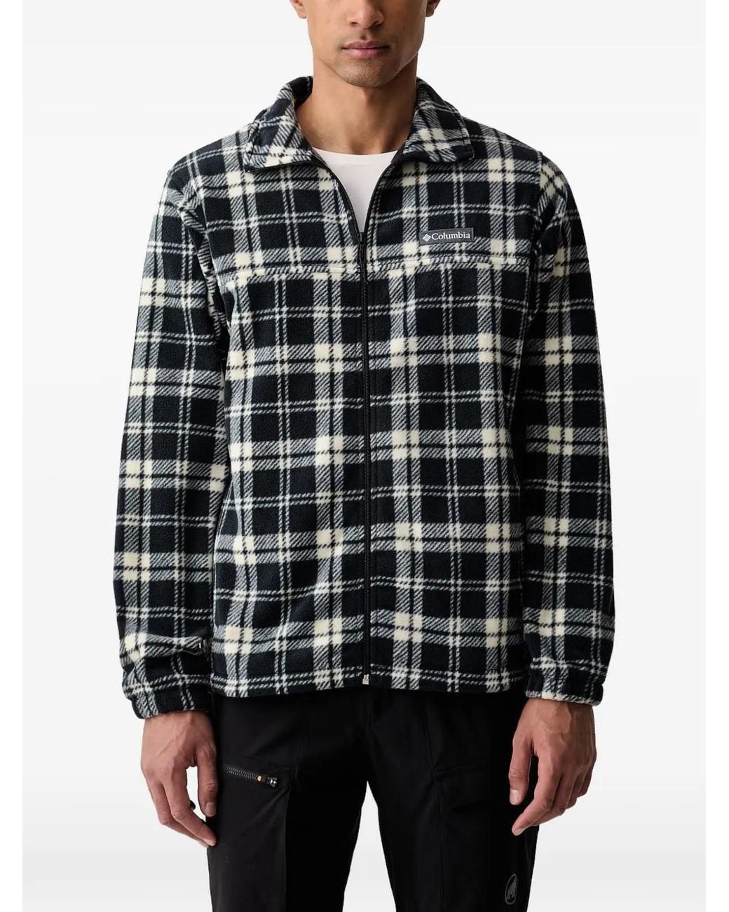 Columbia Black Check-Print Zip-Up Sweater for men