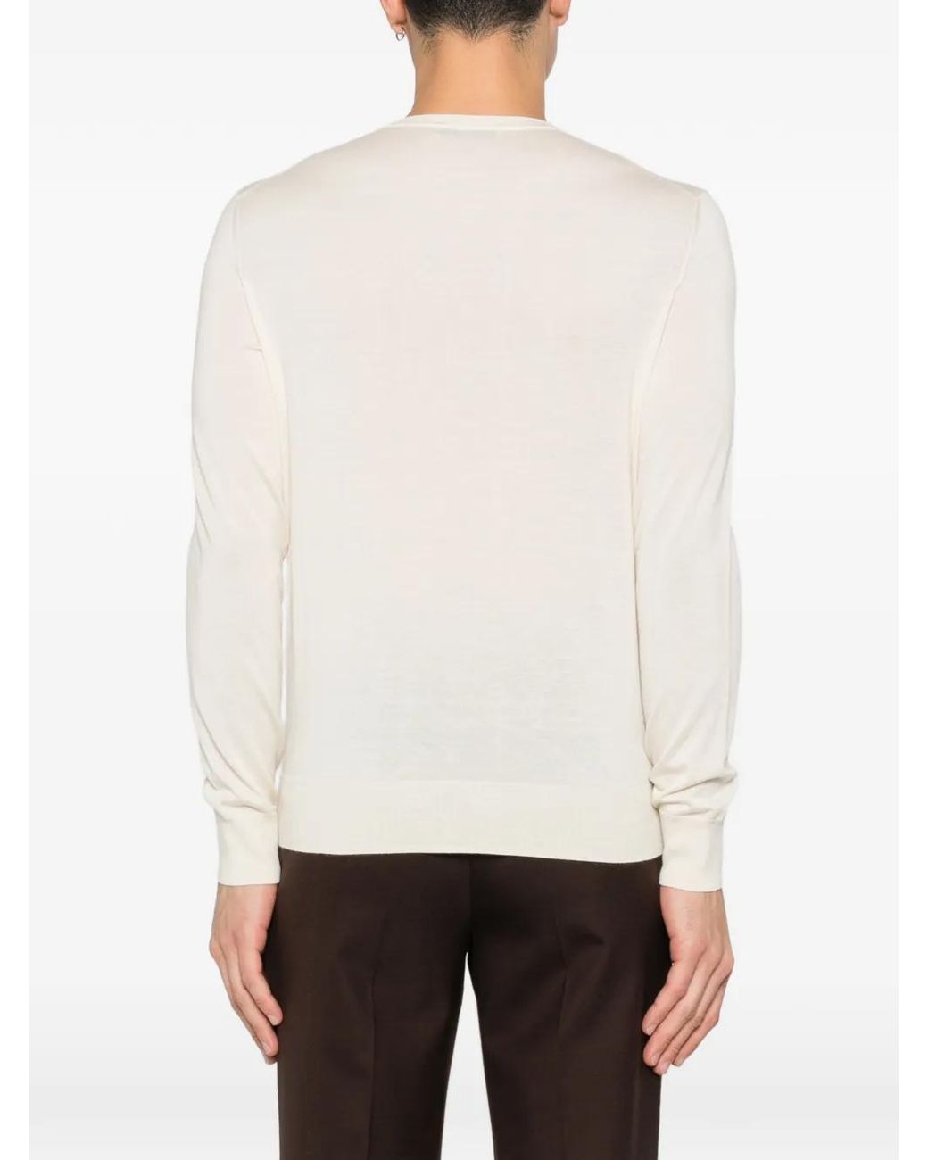 IVORY PARIS White Crew-Neck Long-Sleeve Sweater for men