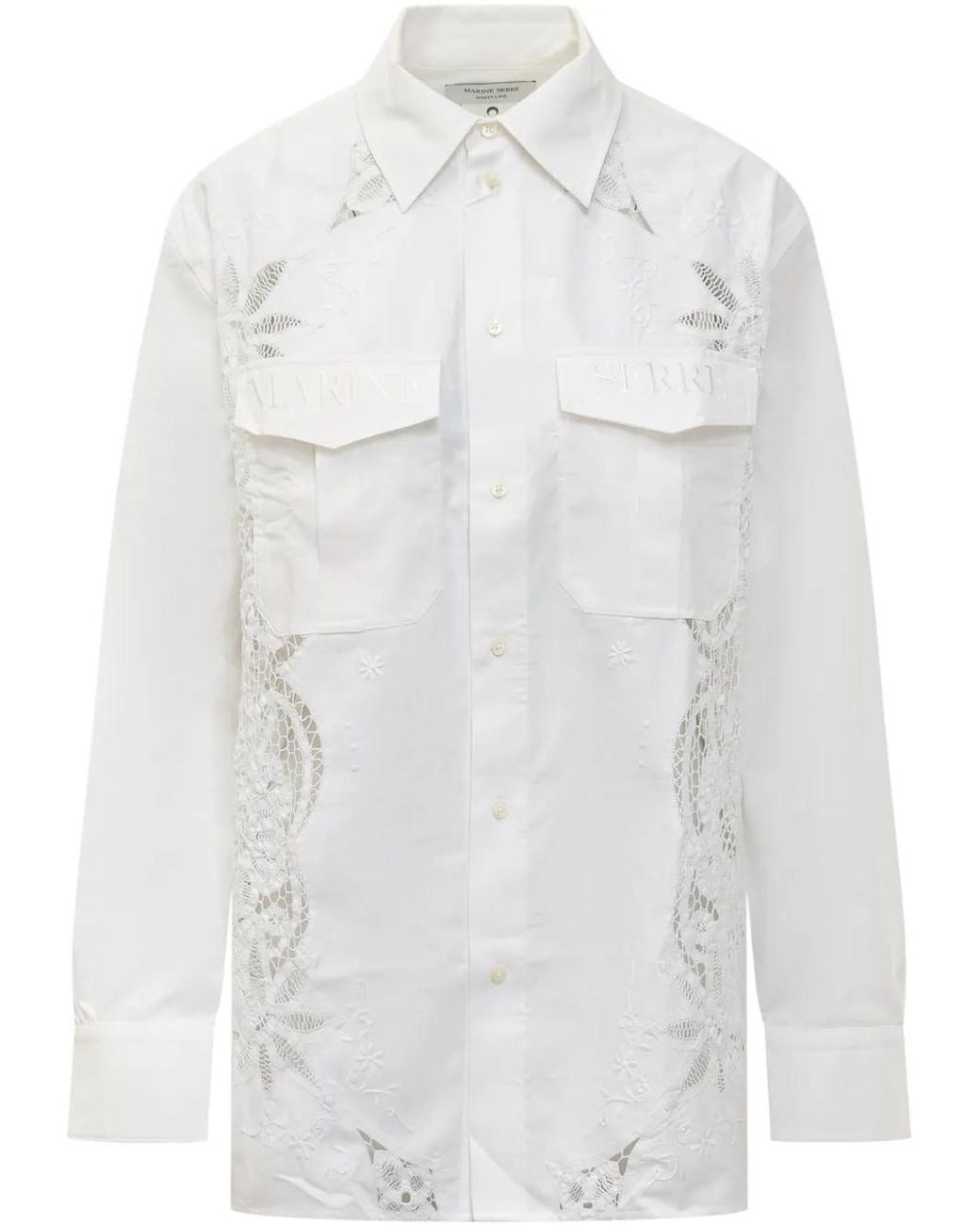 MARINE SERRE White Upcycled Household Linen Twin Pocket Shirt for men
