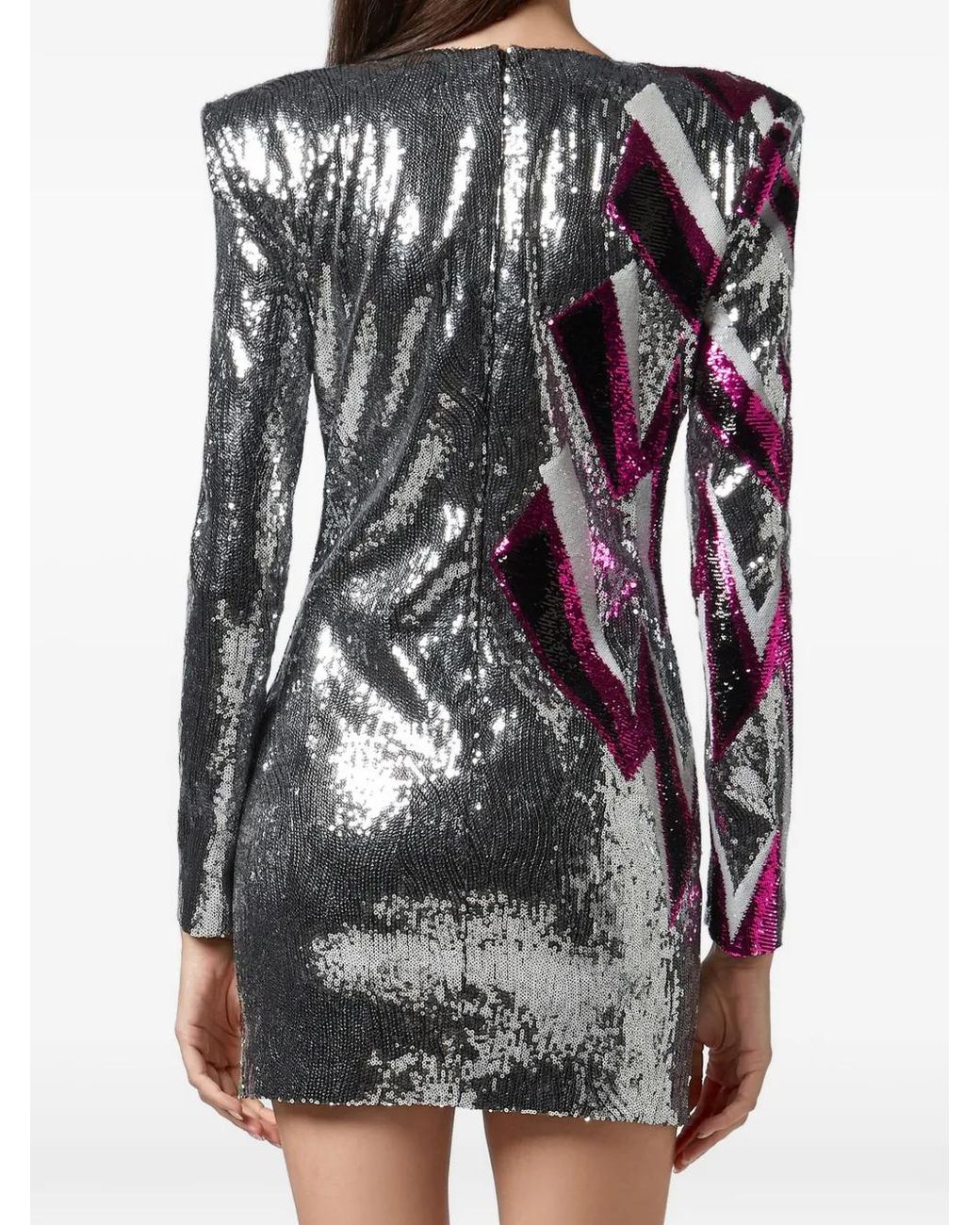 Philipp Plein White Robe Courte Ornée De Sequins À Col V