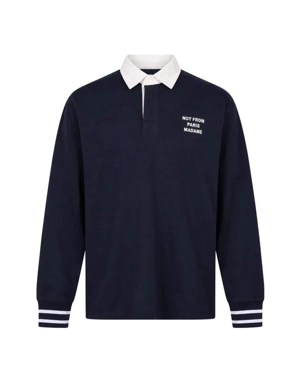 Drole de Monsieur Blue Logo-Print Long-Sleeve Polo Shirt for men
