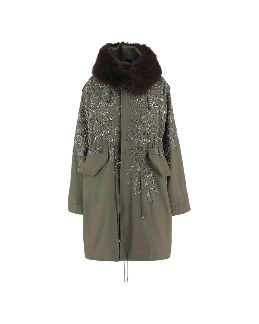 Stella McCartney Green Sequin-Embellished Parka