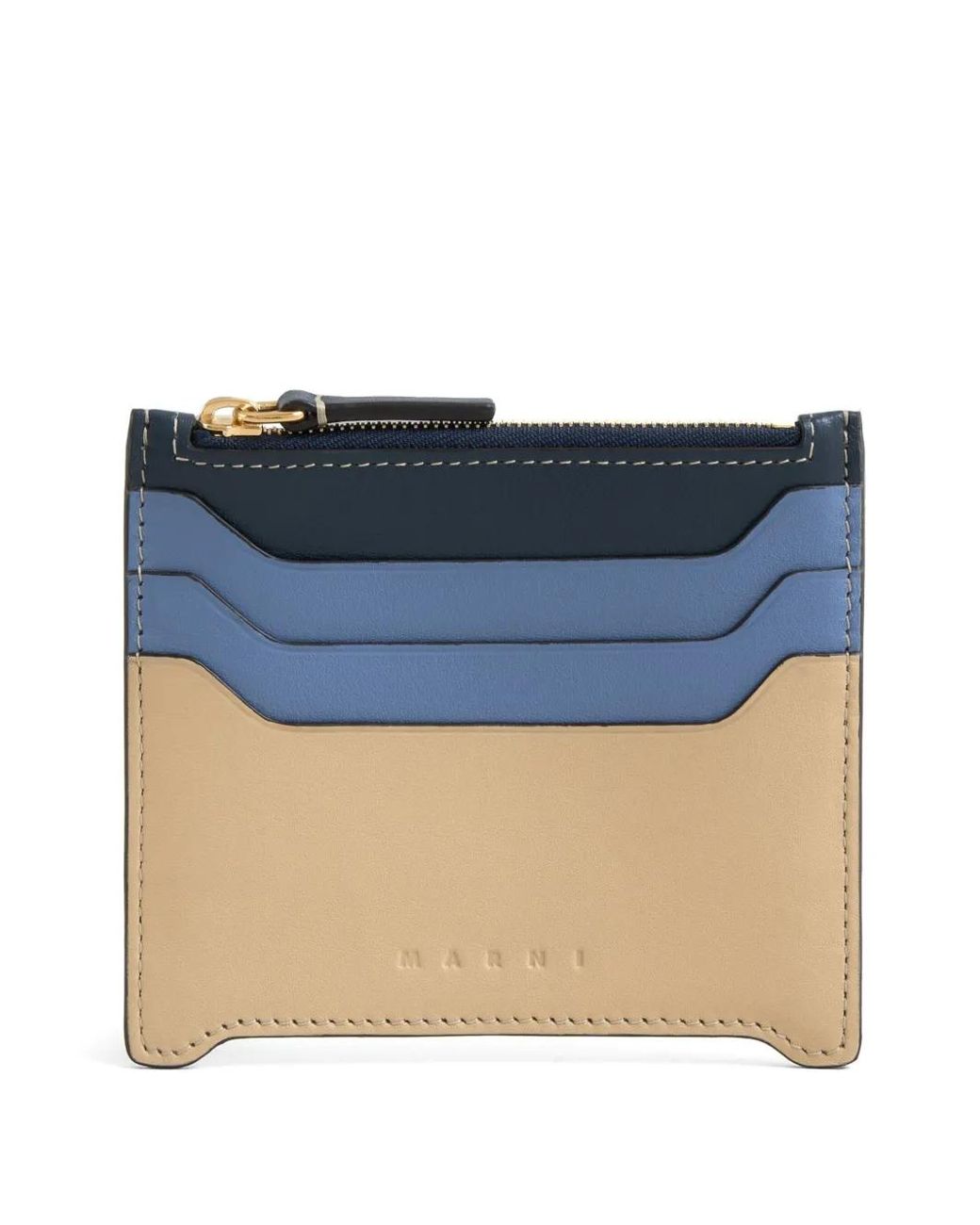 Marni Blue Logo-Debossed Cardholder