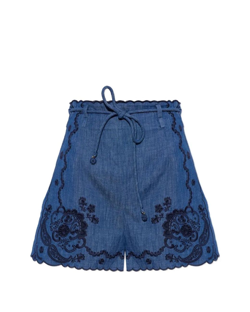 Zimmermann Aster Denim Shorts Met Borduurwerk in het Blue