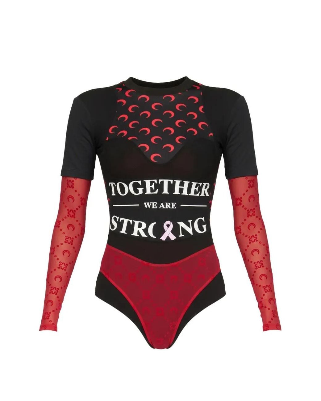 MARINE SERRE Layered Jersey Long-Sleeve Bodysuit Top
