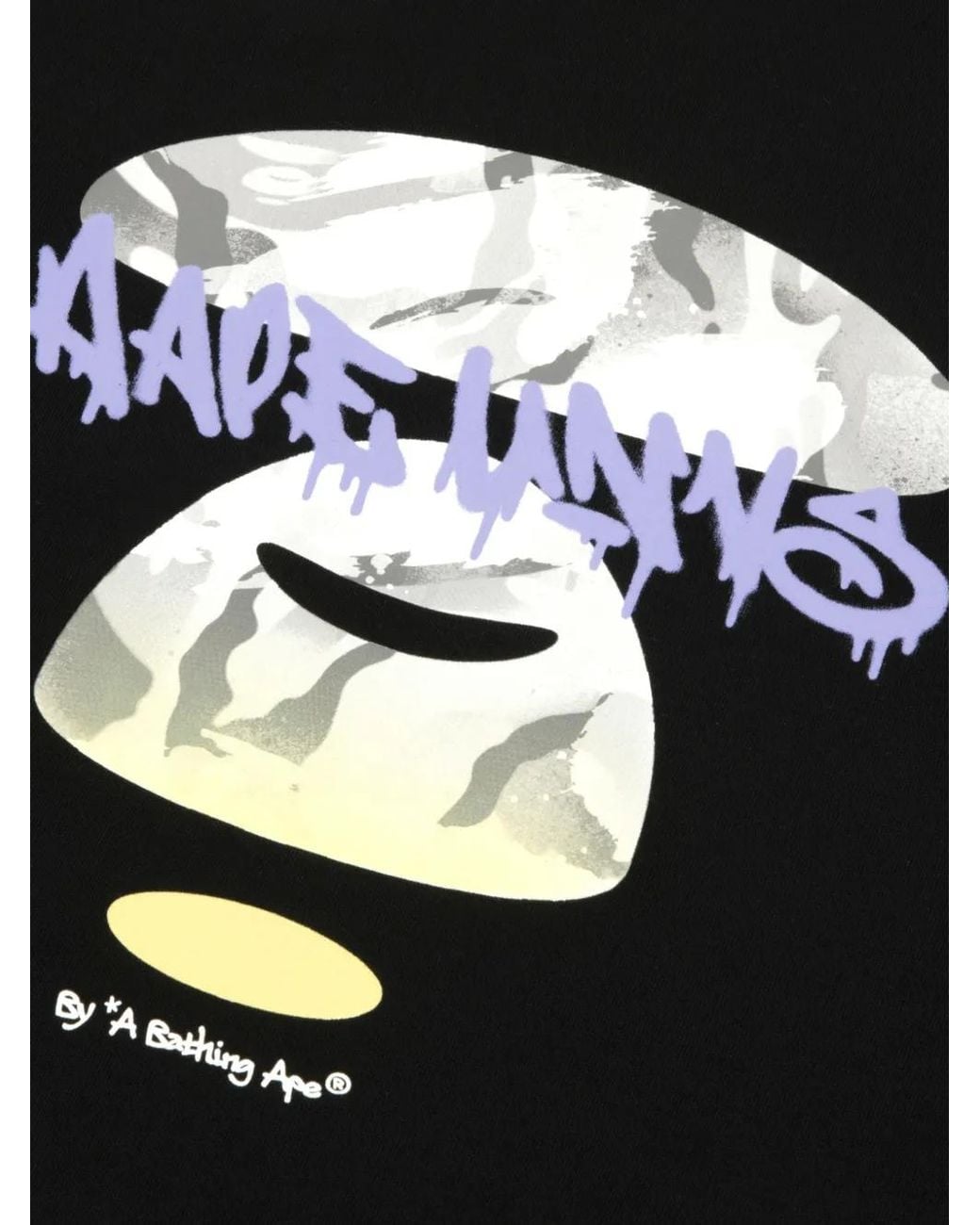 Aape By A Bathing Ape Black Moonface-Print T-Shirt for men