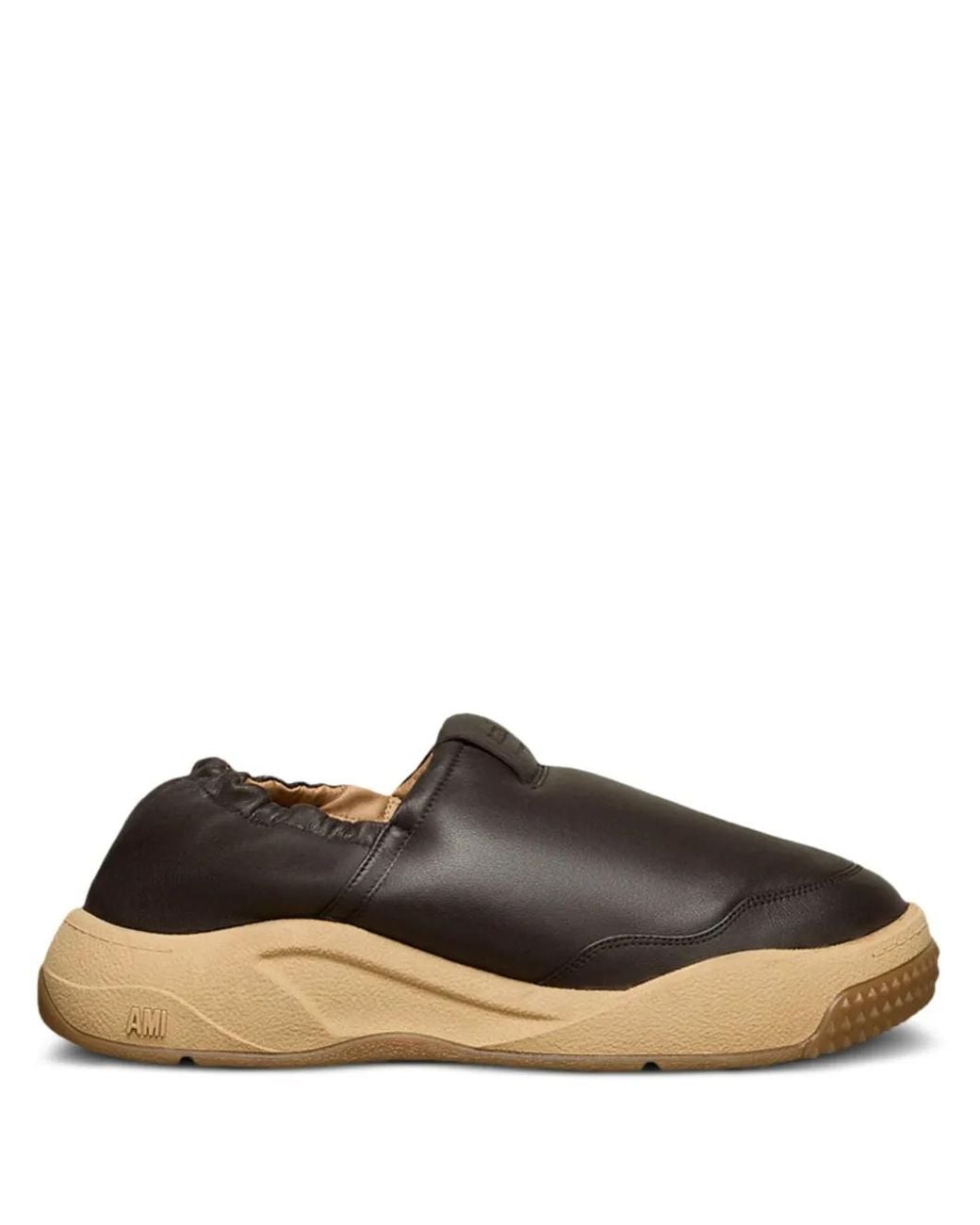 AMI Brown Slip-On Leather Sneakers