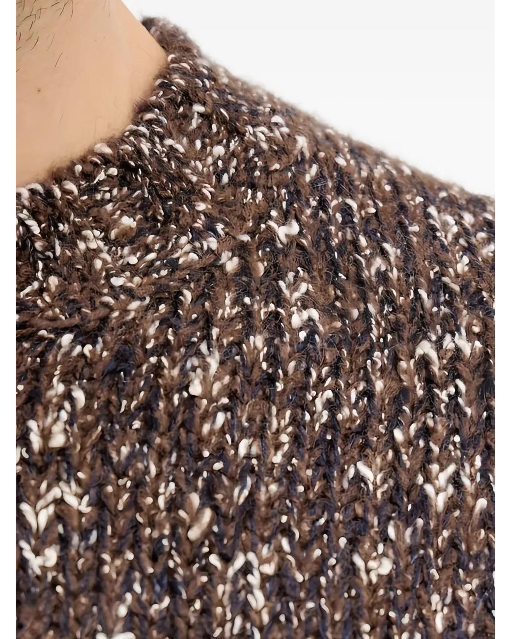 Benetton Gray Speckled Crew-Neck Sweater for men