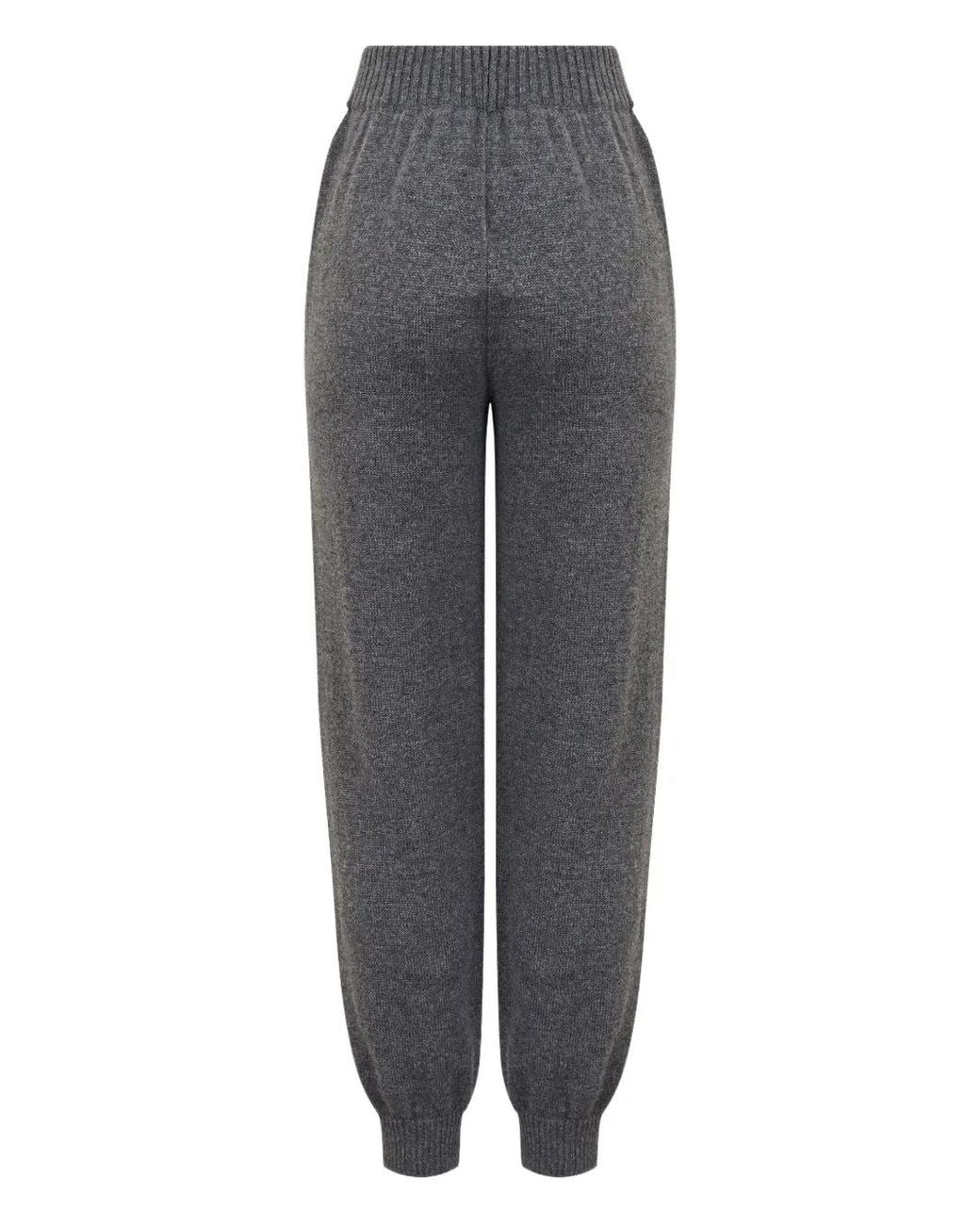 MSGM Gray Elasticated-Waist Wool Track Pants