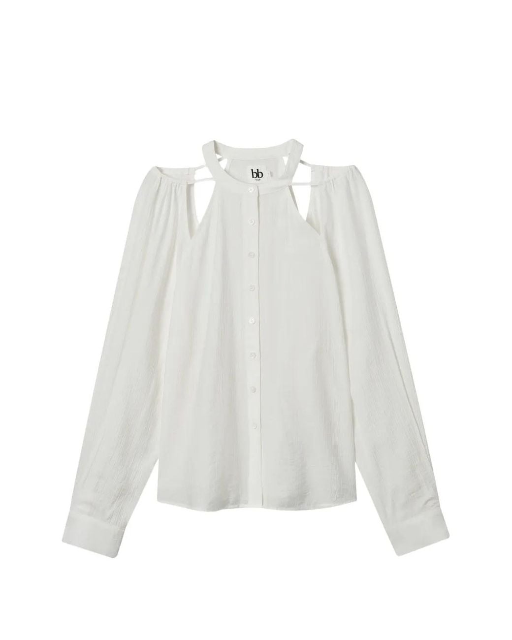 B+ AB White Cut-Out Long-Sleeve Shirt