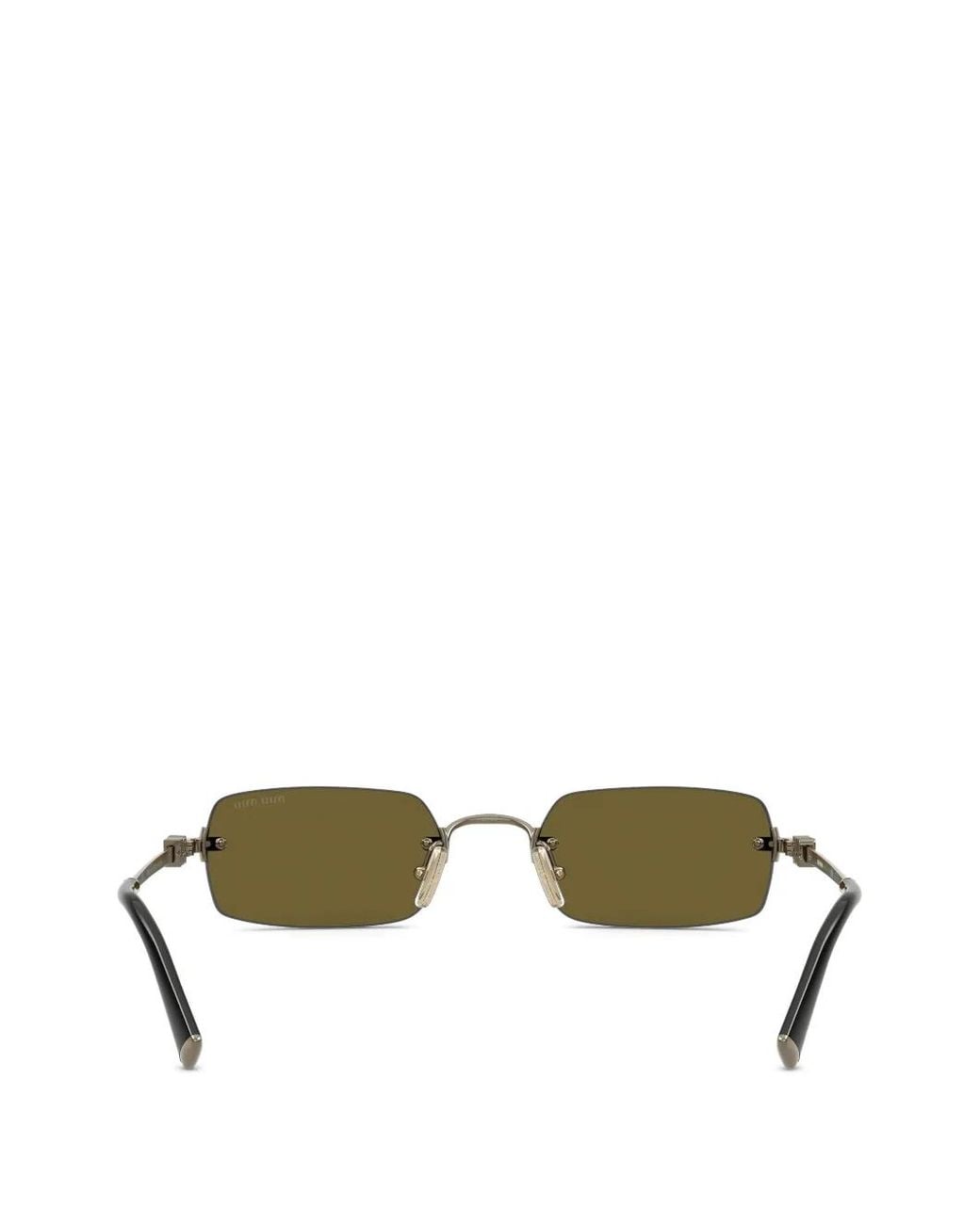 Miu Miu Green Rectangle-Frame Sunglasses