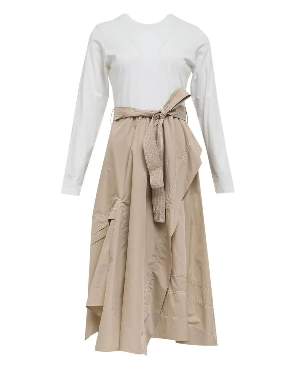 3.1 Phillip Lim Natural Tie-Waist Panelled Midi Dress