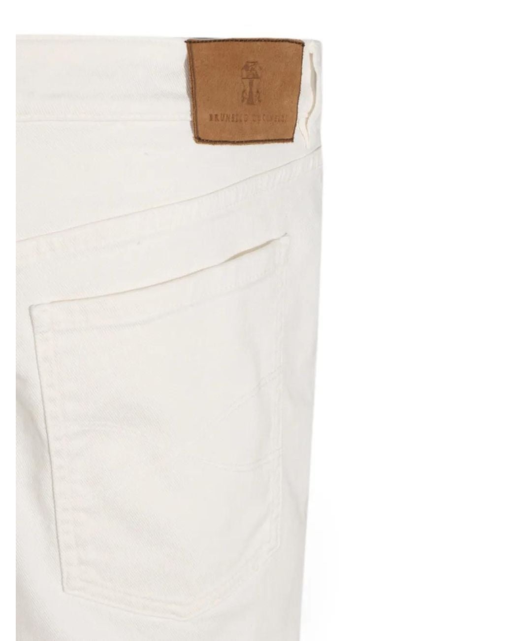 Brunello Cucinelli White Logo-Patch Jeans for men
