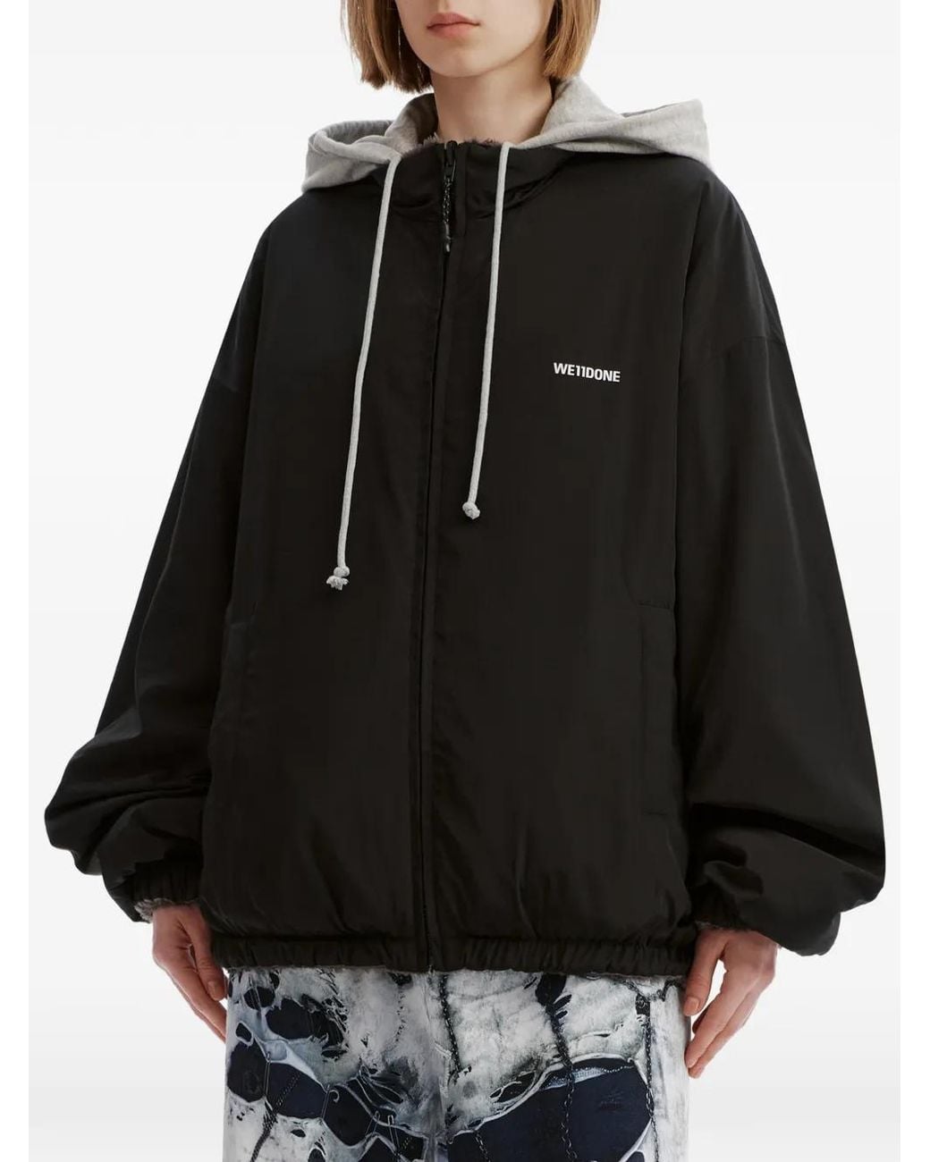we11done Black Reversible Hooded Jacket