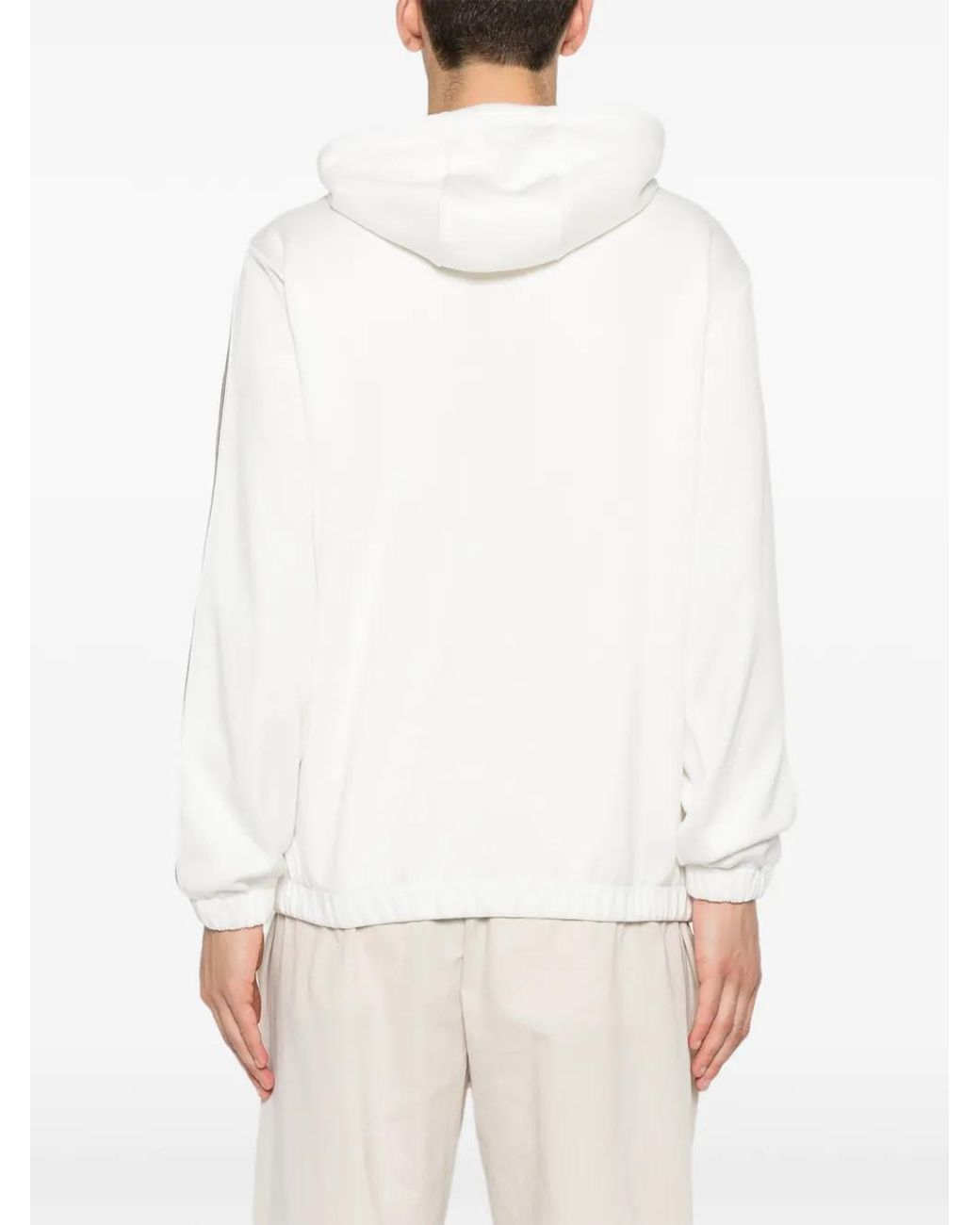 Eleventy White Side-Stripe Hoodie for men
