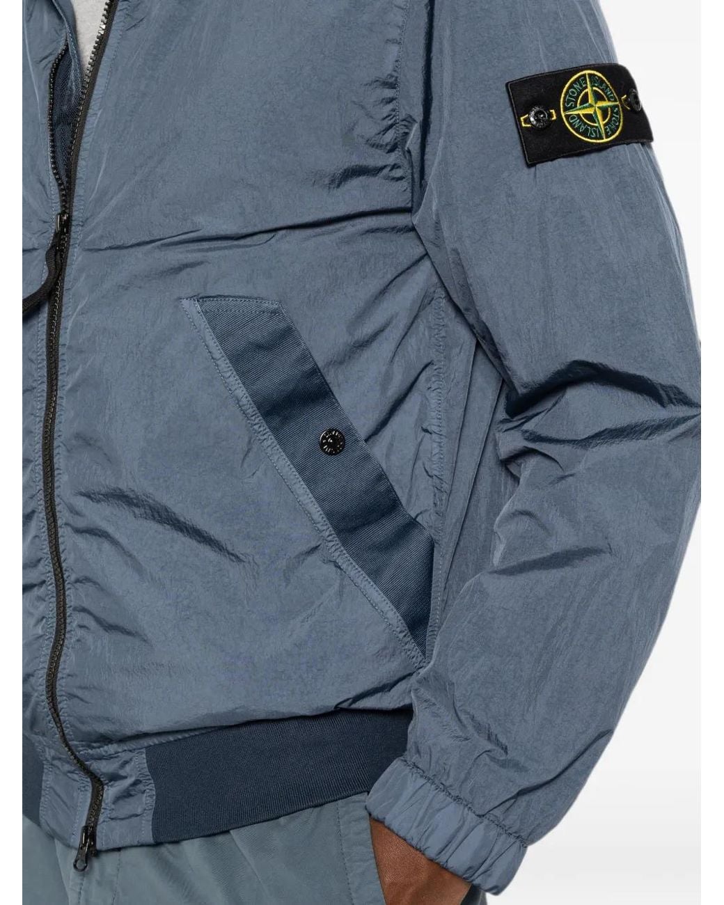 Stone Island Blue Logo-Patch Zip-Up Jacket for men