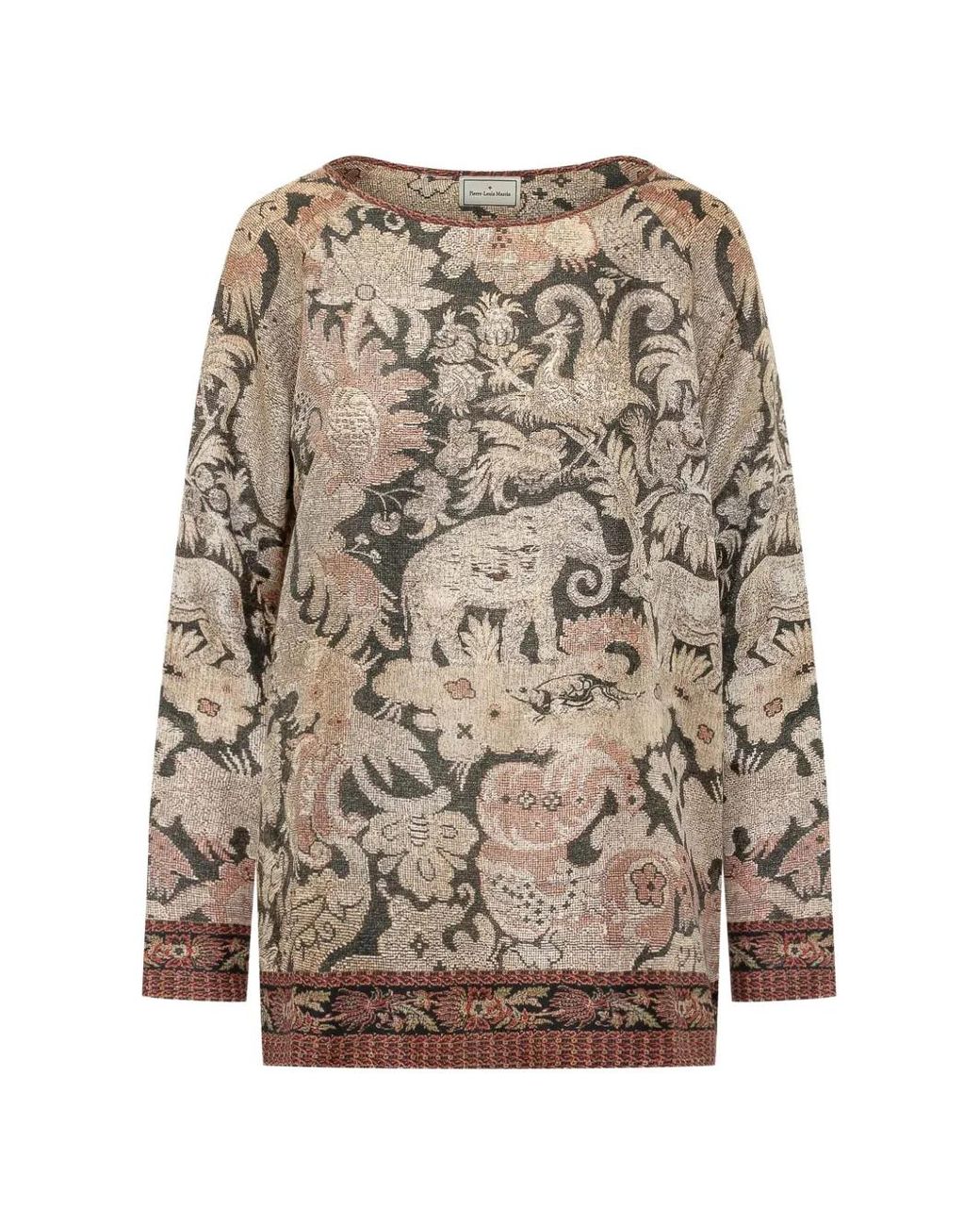 Pierre Louis Mascia Natural Aloe Tapestry-Print Top
