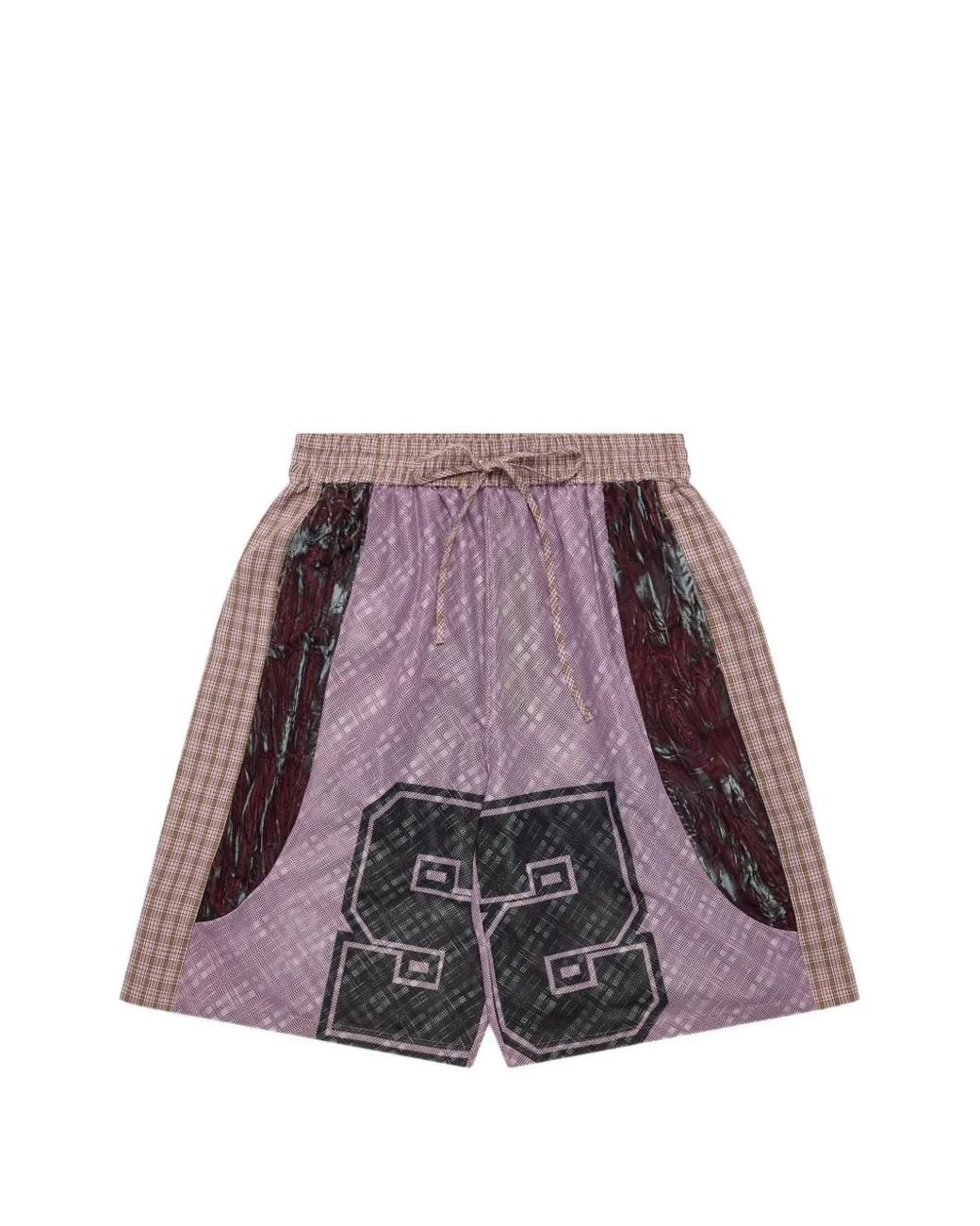 Chopova Lowena Purple Patchwork-Design Shorts