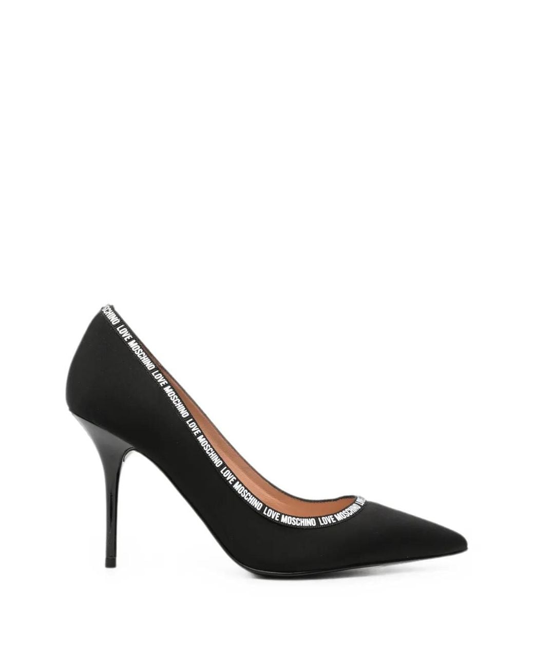 Love Moschino Black Logo-Detail Pointed-Toe Pumps