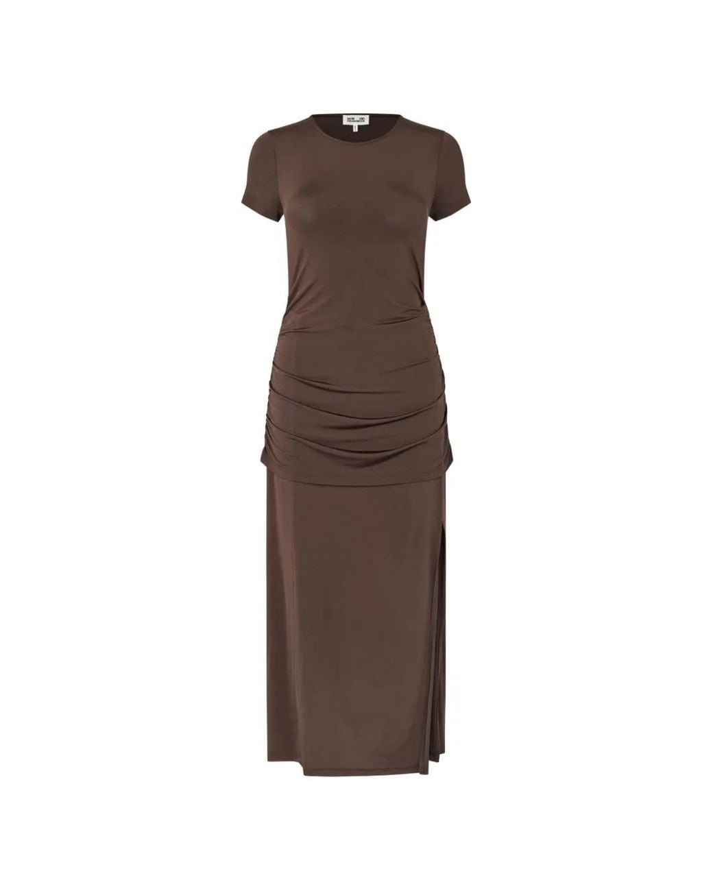 Baum und Pferdgarten Brown Julle Ruched Side-Slit Midi Dress