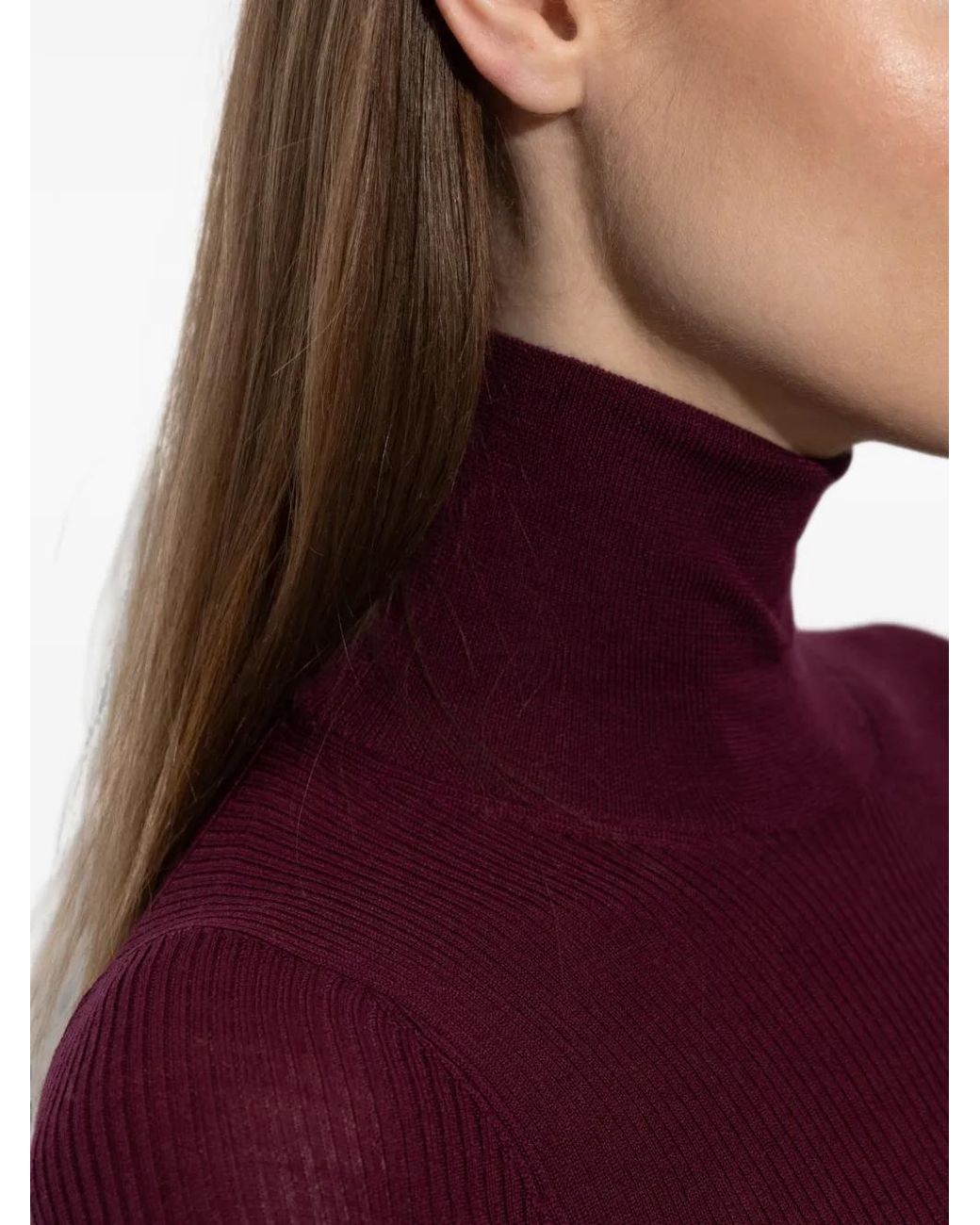 Jil Sander Purple Gerippter Strickpullover