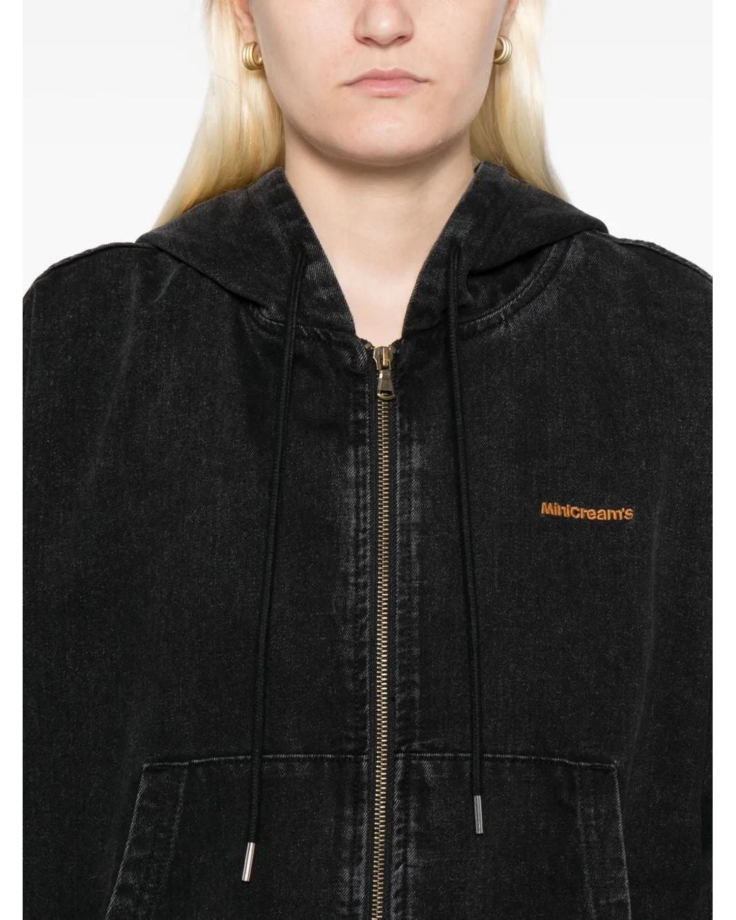 Mini Cream Black Logo-Embroidered Jacket