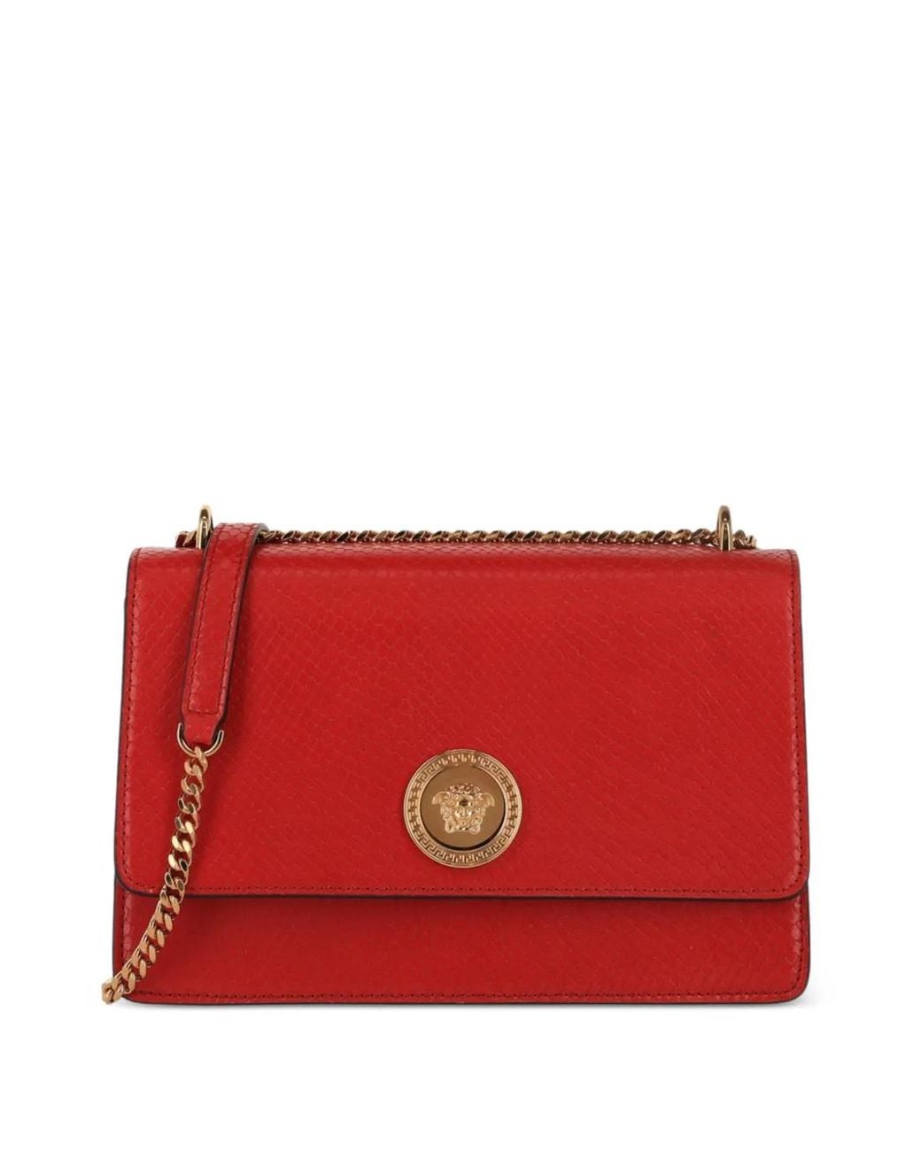 Versace Red Sac À Bandoulière La Medusa À Embossage Façon Serpent