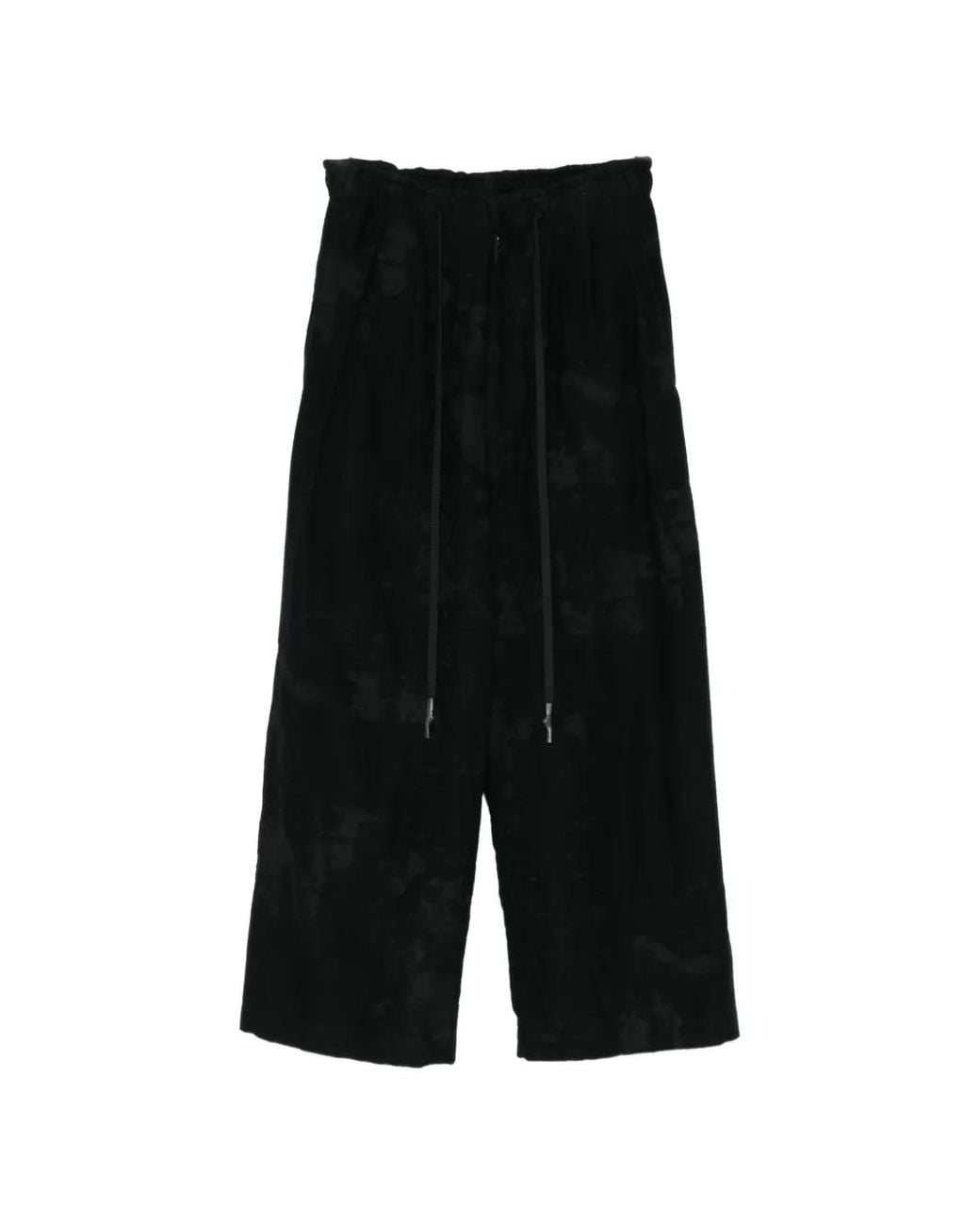 Nude:mm Black Bleached-Effect Drawstring Trousers for men