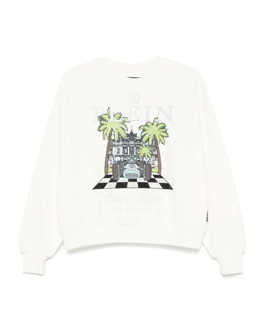 Philipp Plein White 'New Port Beach Cut' Long Sleeve Sweatshirt