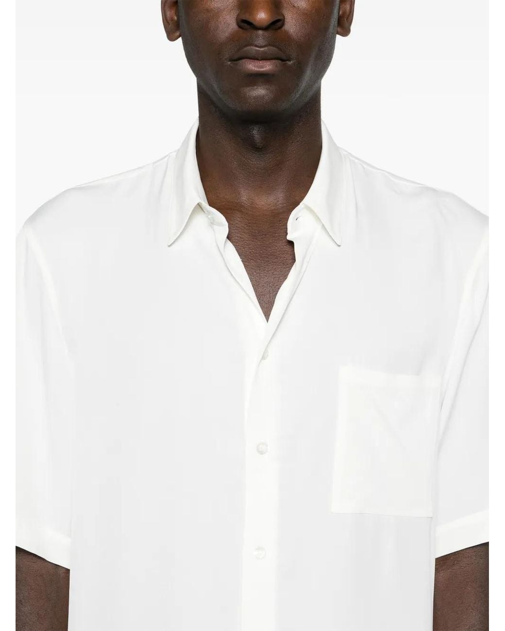 Patrizia Pepe White Classic-Collar Twill Shirt for men
