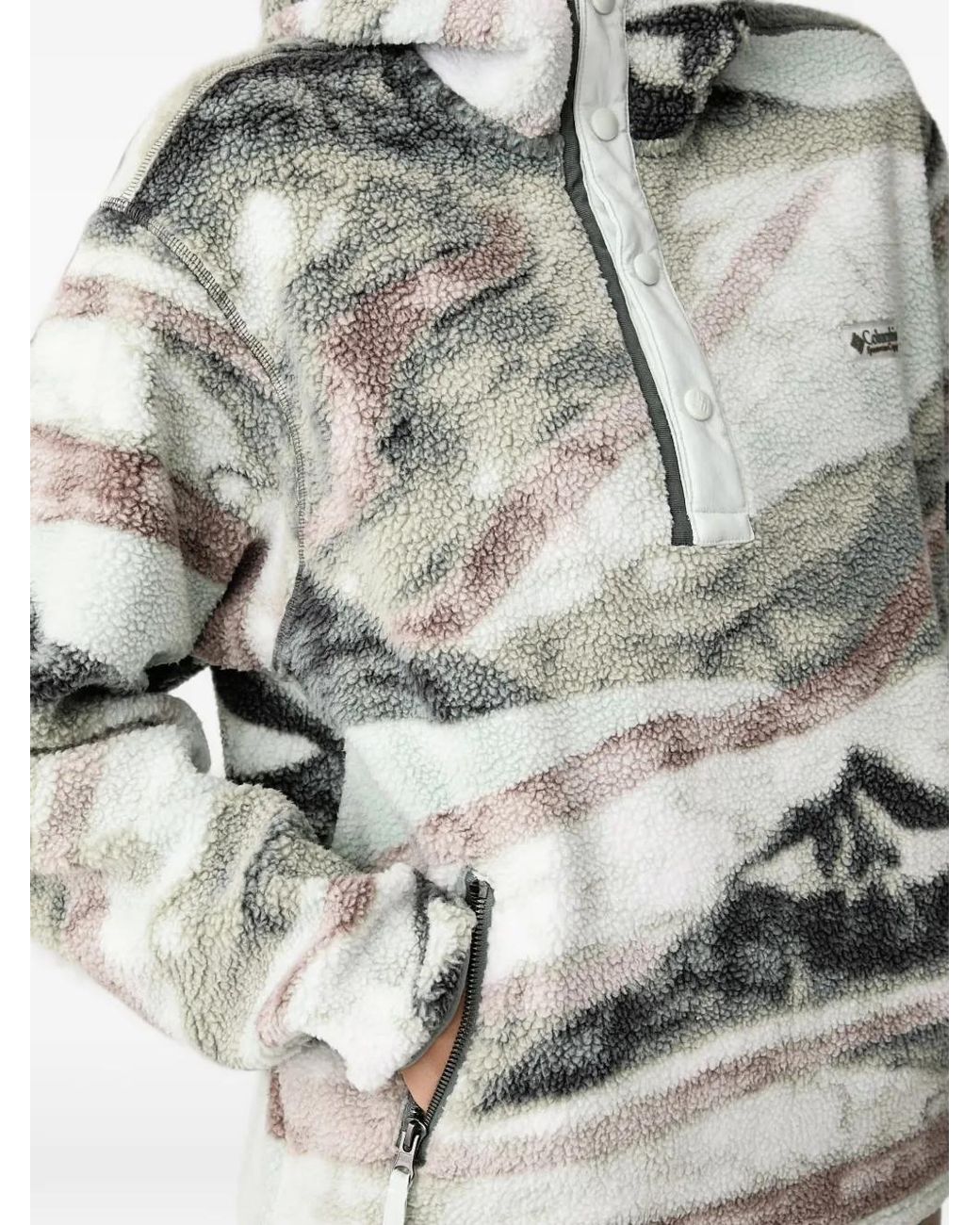Columbia Gray Helvetia Ii Mountain-Print Fleece Hoodie