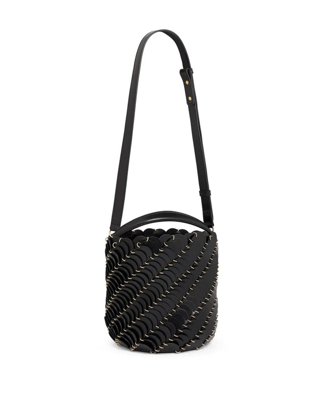 Rabanne Black Pacoïo Leather Bucket Bag