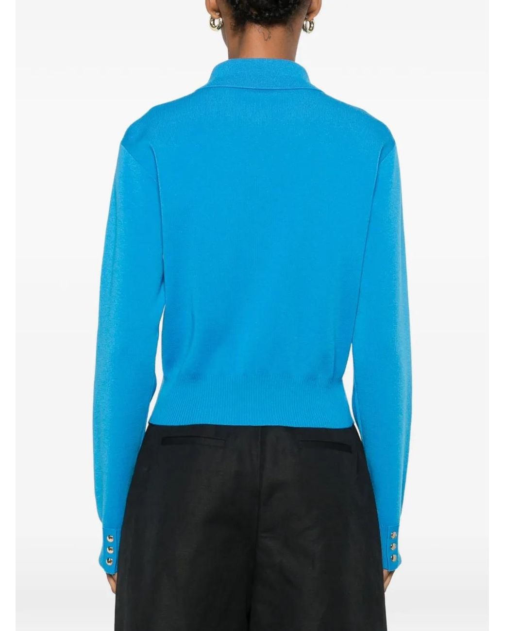 Sandro Blue Cardigan With Metal Buttons