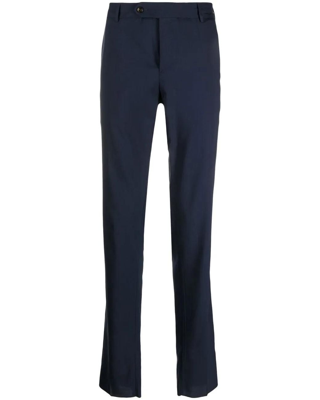 PT Torino Blue Straight-Leg Virgin-Wool Trousers for men