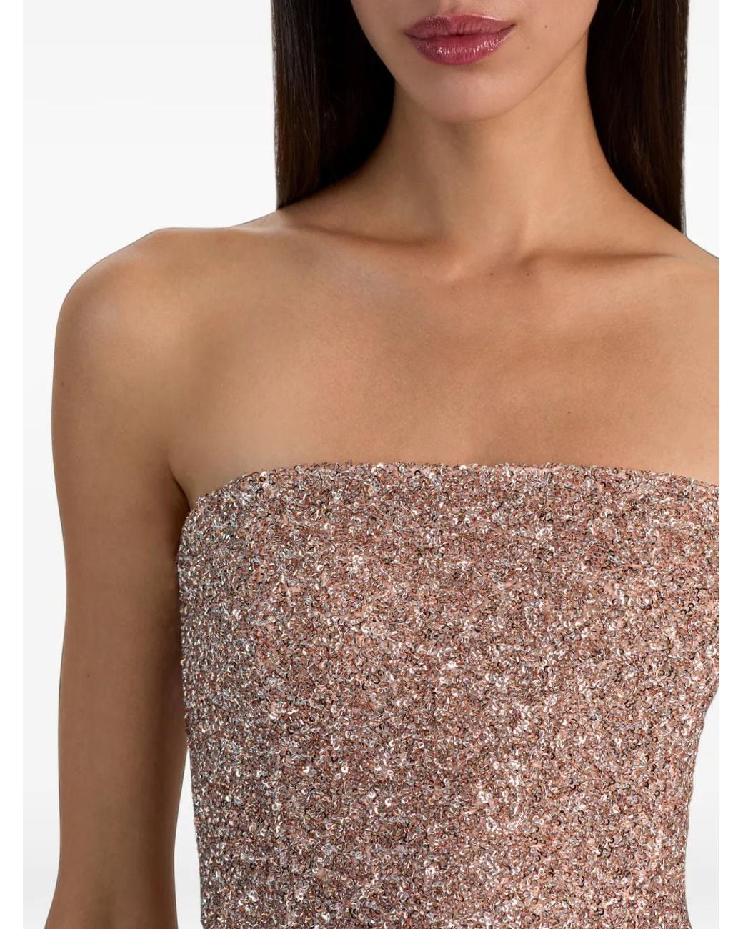 Alice + Olivia Pink Cosette Sequin-Embellished Strapless Bustier