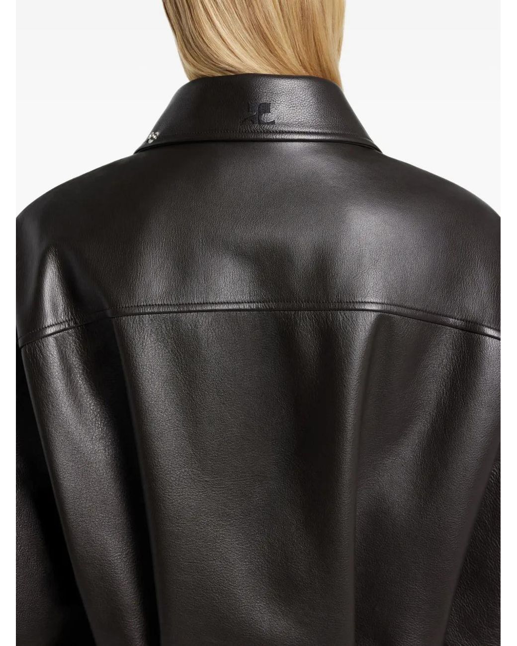 Courreges Black Oversized Leather Jacket