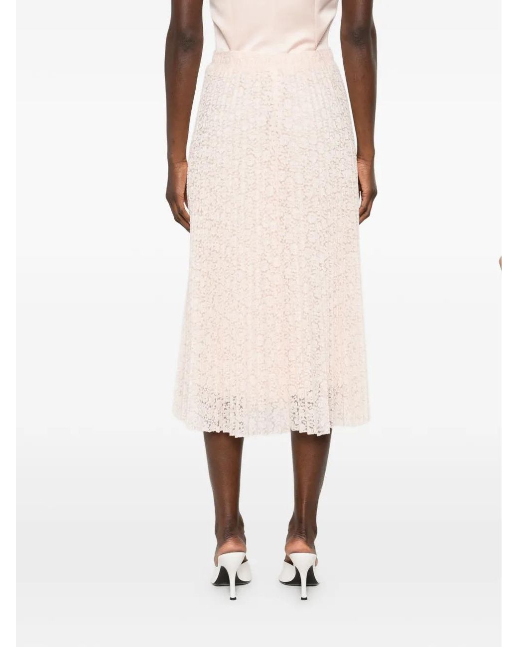 Ermanno Scervino Pink Embroidered Midi Pleated Skirt